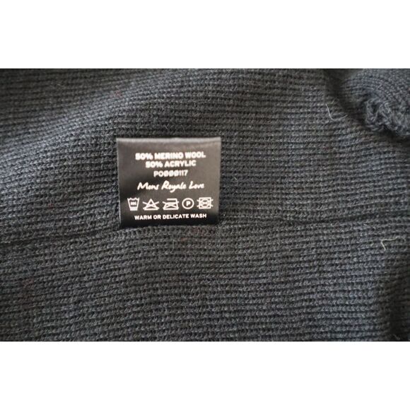 Mons Royale Unisex O/S Black/Citrus Yellow Arcadia Merino Wool Beanie Hat - Picture 5 of 5